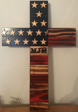 Load image into Gallery viewer, Wooden American Cross